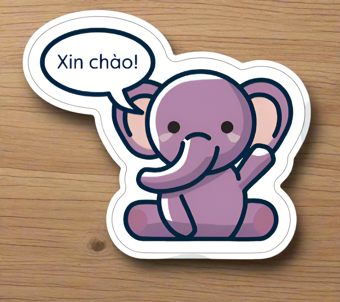 Eli the Elephant Hello Sticker – Fun, Multilingual, and Perfect for Kids!