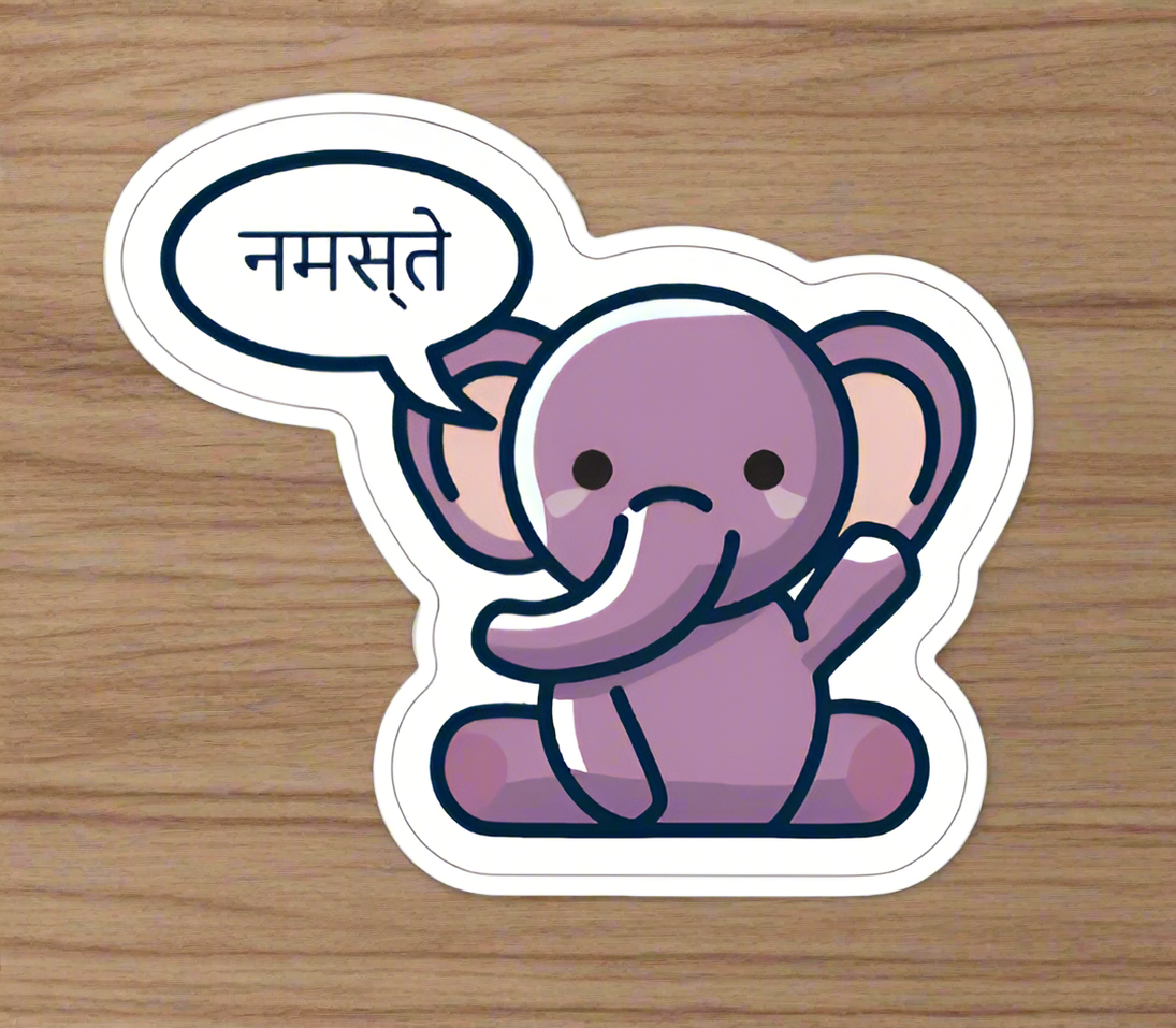 Eli the Elephant Hello Sticker – Fun, Multilingual, and Perfect for Kids!