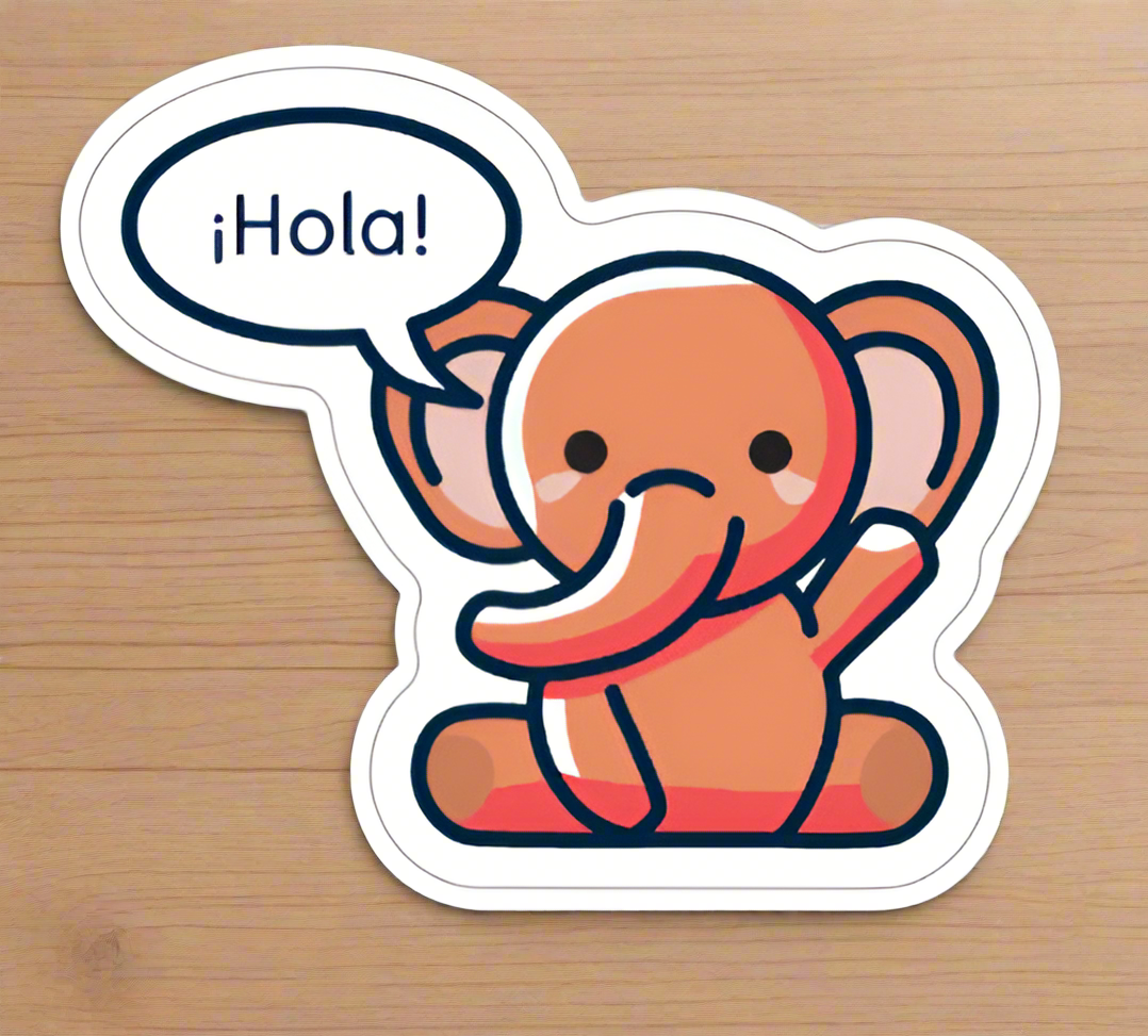 Eli the Elephant Hello Sticker – Fun, Multilingual, and Perfect for Kids!