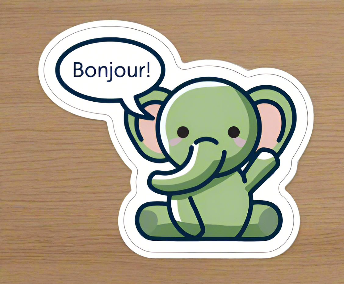 Eli the Elephant Hello Sticker – Fun, Multilingual, and Perfect for Kids!