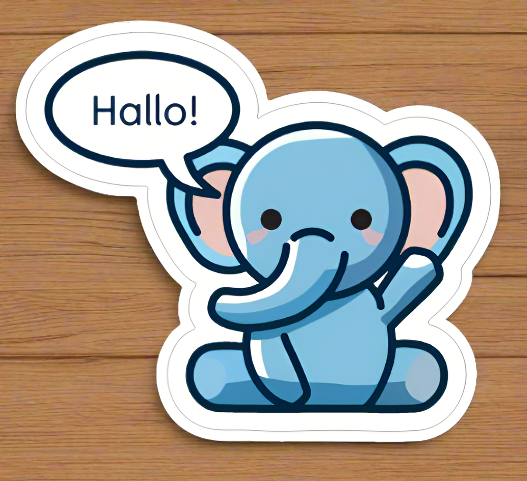 Eli the Elephant Hello Sticker – Fun, Multilingual, and Perfect for Kids!